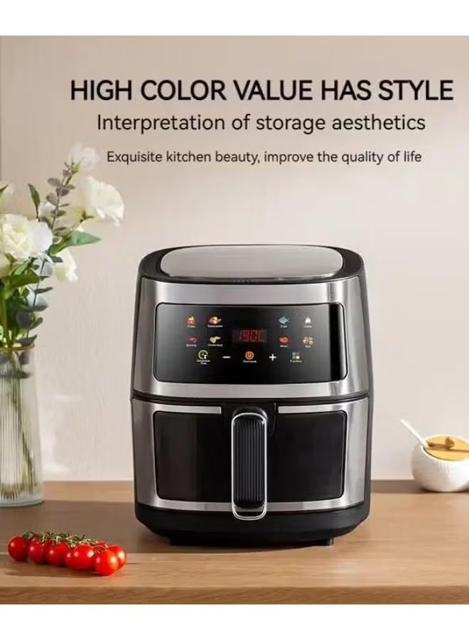 تايجر 8L Large Capacity Air Fryer with 2400W High-Power Heating, Digital Touchscreen Oil-Free Hot Air Fryer for Healthy Frying, Baking, Grilling, Roasting & Reheating, Non-Stick Basket, Fast Even Cooking, Family-Size Electric Air Cooker for Home Kitchen Use - Image 2