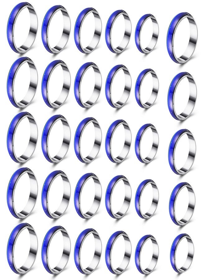 Yinkin 30 Pcs Mood Rings Bulk Size 6-10 Vintage Mixed Color Changing Emotion Rings Sensitive Mood Jewelry Women Men Gifts Birthday Party Favors Costume Props - Image 1