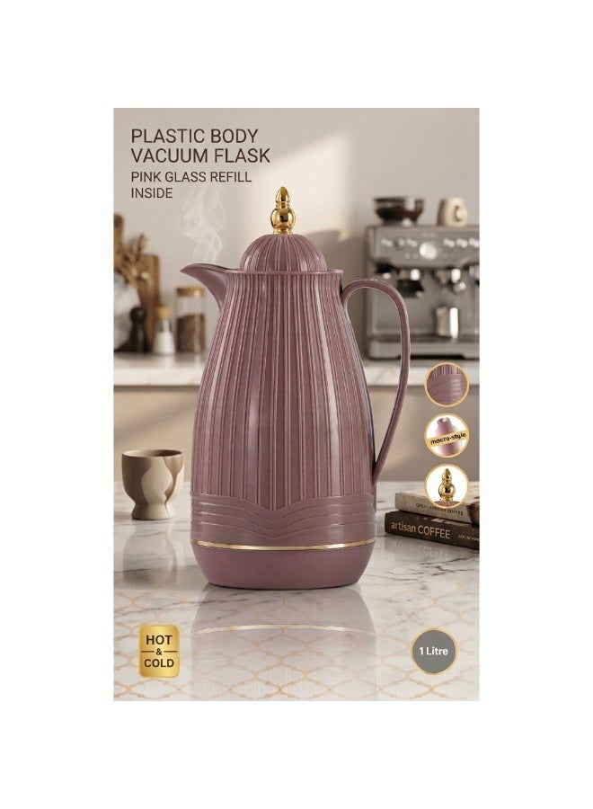 ميلريتش ترمس ميلريتش بريميوم 1.0 لتر - دلة عازلة للحرارة مع زجاج داخلي وردي - هيكل بلاستيكي أنيق للشاي والقهوة والمياه الساخنة - مقبض مقاوم للحرارة وقاعدة مانعة للانزلاق - Image 4