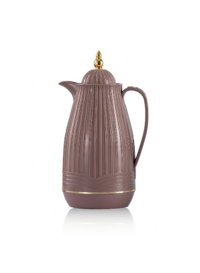 ميلريتش ترمس ميلريتش بريميوم 1.0 لتر - دلة عازلة للحرارة مع زجاج داخلي وردي - هيكل بلاستيكي أنيق للشاي والقهوة والمياه الساخنة - مقبض مقاوم للحرارة وقاعدة مانعة للانزلاق - Image 1