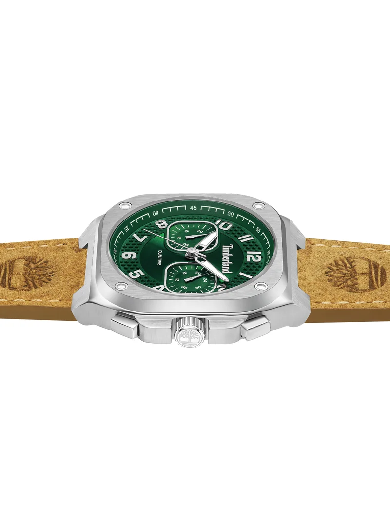 Timberland Men's Mackinac 46mm Men's Chronograph Watch with Green Dial & Brown Leather Strap