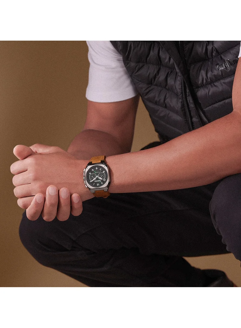 Timberland Men's Mackinac 46mm Men's Chronograph Watch with Green Dial & Brown Leather Strap