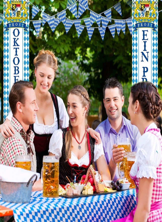 ZYP Oktoberfest Decorations Kit Include 1 Photo Backdrop Porch,3 Bavarian Tablecloth,2 Door Banner,65.6 ft White and Blue Check Flag,German Theme Beer Festival Party Decor Accessories - Image 4