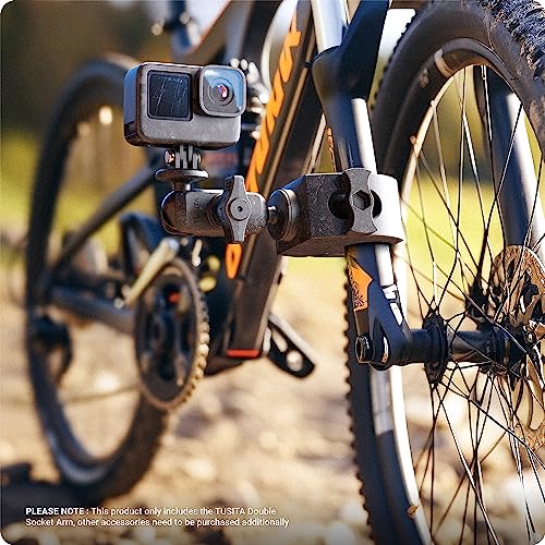 TUSITA Double Socket Arm 1" - B Size Short, GPS Compatible, Vehicle Mount, Black, Aluminum, Adjustable, Rotatable - Image 5