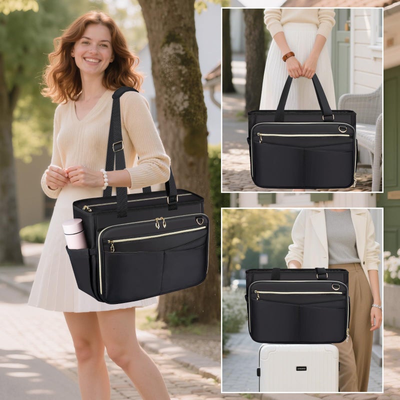 Wigojoy Teacher Bag, Large Women Work Bags with Foldable Document Pocket, 15.6-inch Laptop Compartment, Adjustable Handles, Support Panel and Insulated Pocket. Fit for Nurse Bag, Work Briefcase or Travel Bags - Image 2