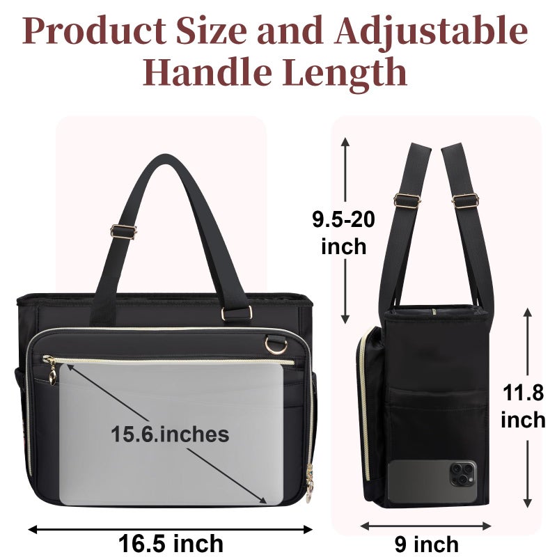 Wigojoy Teacher Bag, Large Women Work Bags with Foldable Document Pocket, 15.6-inch Laptop Compartment, Adjustable Handles, Support Panel and Insulated Pocket. Fit for Nurse Bag, Work Briefcase or Travel Bags - Image 5
