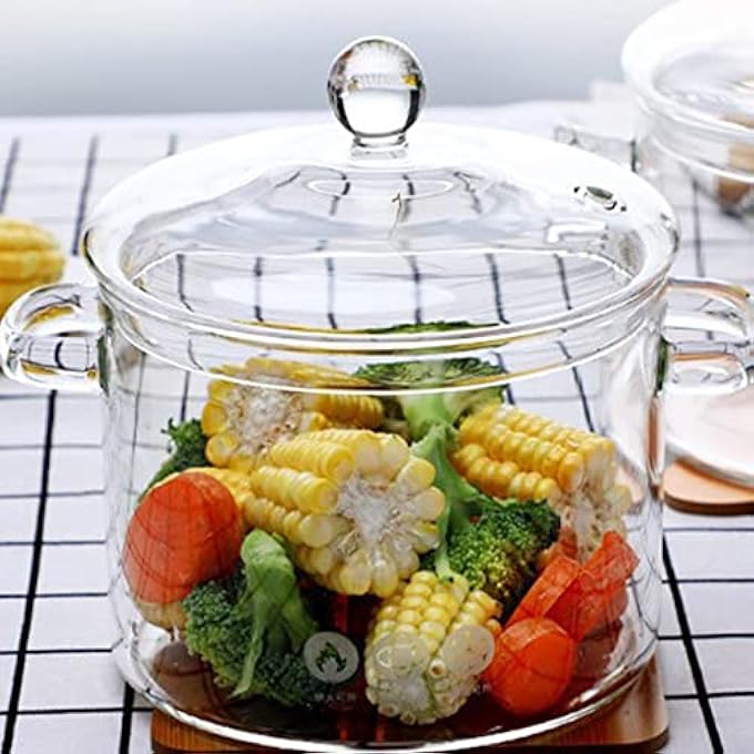 Q+A Glass SaucepanClear Glass Cooking Pot With Cover1500Ml Thick Glass Pot HeatResistant Thick Glass Stovetop With HandleSafe For Pasta Noodle Soup Milk Tea A - Image 1
