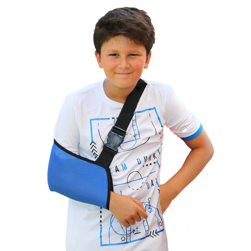 SOLES SOLES79 Pediatric Mesh Arm Sling with Padded Shoulder Strap Blue - Image 1