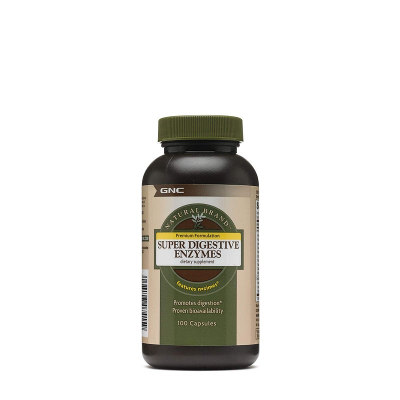 GNC Natural Brand Super Digestive Enzymes Promotes Protein Carbohydrate and Fat Digestion 100 Capsules