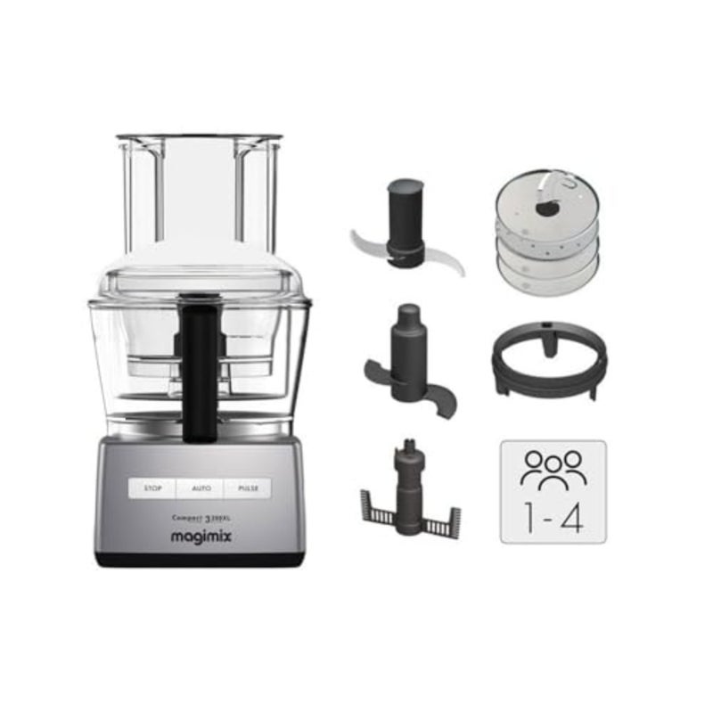 محضر طعام صغير الحجم CS3200 للاستخدام في المطبخ، هيكل من الفولاذ المقاوم للصدأ، لمسة نهائية من الكروم، تصميم صغير الحجم للغاية مع وظائف 3 في 1 - Image 2