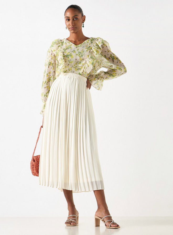 تواكستريمز بلوزة بطبعة زهور شاملة بياقة على شكل  وتفاصيل كشكش - Image 2