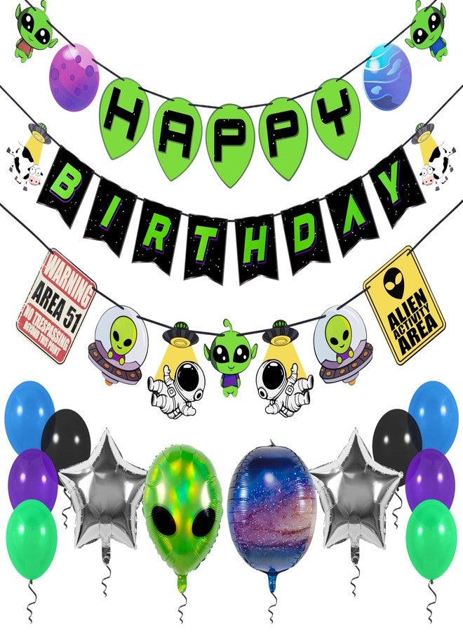 Pirese Alien Party Decorations, Alien Birthday Decorations, UFO Party Decorations | Space Birthday Decorations | Space Themed Party Decorations | Alien Birthday Banner | Alien Party Supplies | Area 51 - Image 1