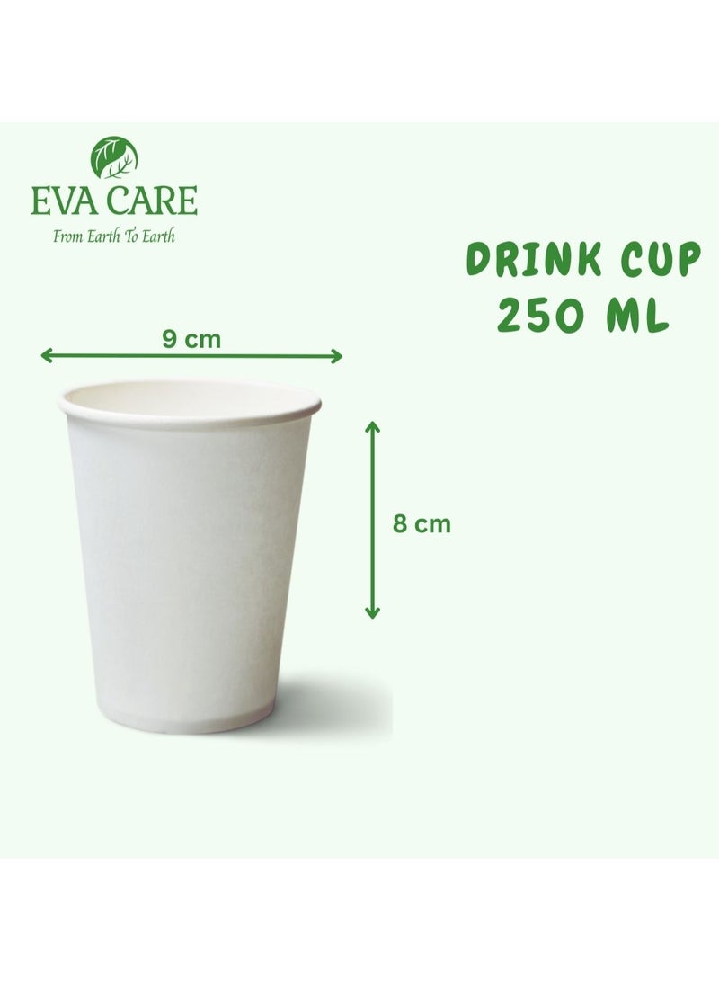 Eva Care 250 ML DRINK CUP DISPOSABLE (BIODEGRADABLE, PACK OF 50) - Image 3