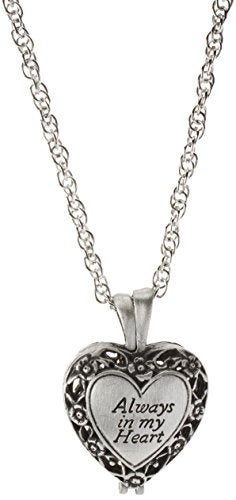 Cathedral Art Always in My Heart Memorial Urn Locket-Filigree Pewter Tone,Silver - Image 1