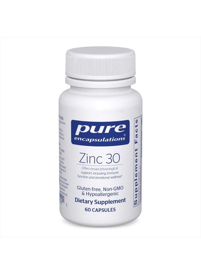 Pure Encapsulations Zinc 30 mg - Highly Absorbable - for Immune System Support - Zinc Picolinate - 60 Capsules - Image 1