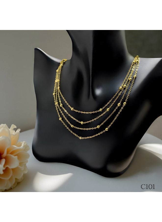 3Diamonds - Gold Layered Necklace with Elegant Chain Design – Perfect for Any Occasion - Image 1