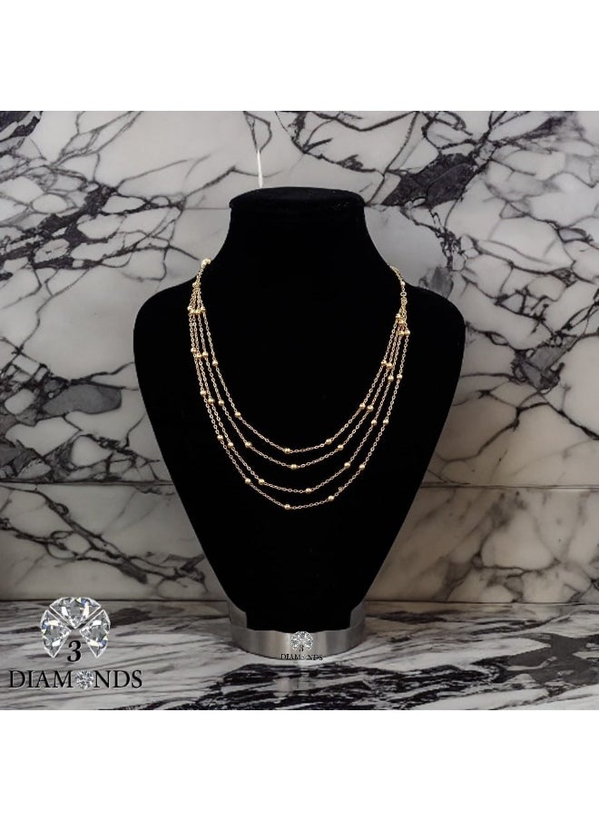 3Diamonds - Gold Layered Necklace with Elegant Chain Design – Perfect for Any Occasion - Image 1