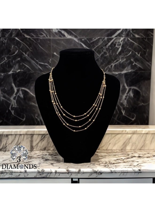 3Diamonds - Gold Layered Necklace with Elegant Chain Design – Perfect for Any Occasion - Image 1