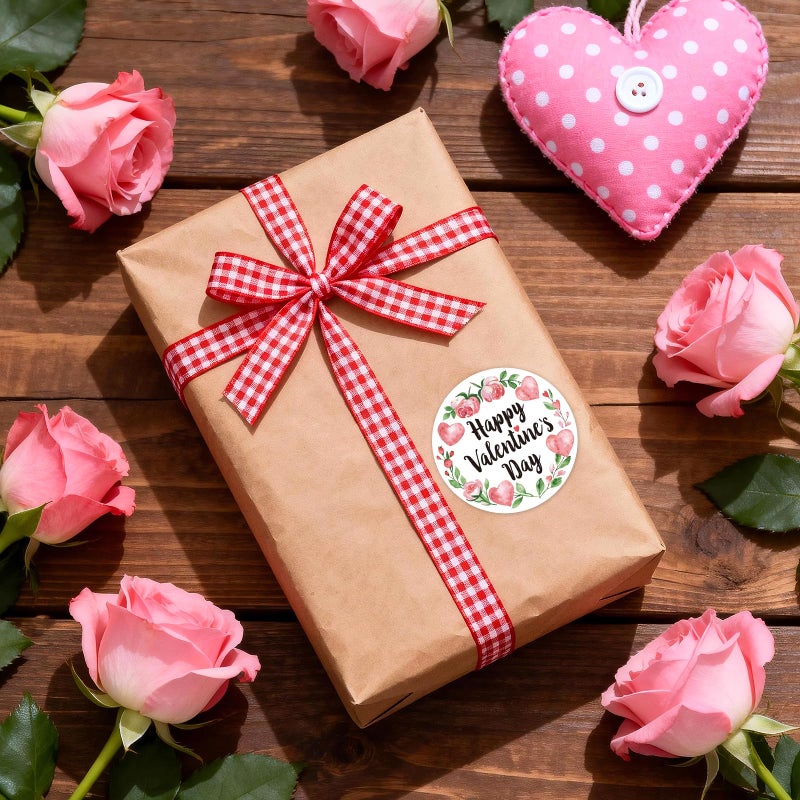 Yewfold Happy Valentines Day Stickers,2 Inch Round 60Pcs Valentines Day Stickers for Gift Wrapping, Envelopes, Cards, DIY Crafts (Rose) - Image 4