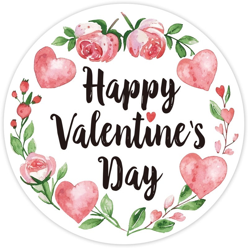 Yewfold Happy Valentines Day Stickers,2 Inch Round 60Pcs Valentines Day Stickers for Gift Wrapping, Envelopes, Cards, DIY Crafts (Rose) - Image 1