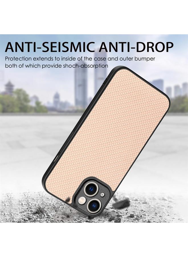 اس-توب جراب لهاتف iPhone 14 مصنوع من ألياف الكربون وغطاء خلفي من الجلد - Image 3