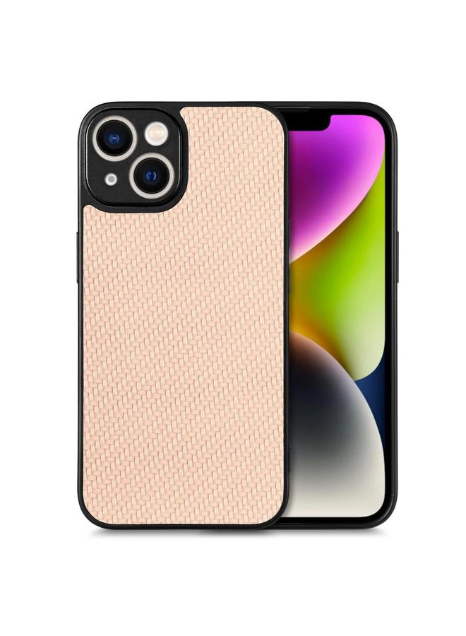 اس-توب جراب لهاتف iPhone 14 مصنوع من ألياف الكربون وغطاء خلفي من الجلد - Image 1