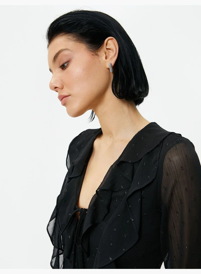 KOTON Ruffled Sheer Dress