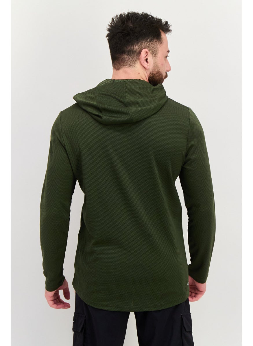 RBX Men Sportswear Fit Textured Long Sleeves Outdoor Sweatshirt, Olive  - Image 3