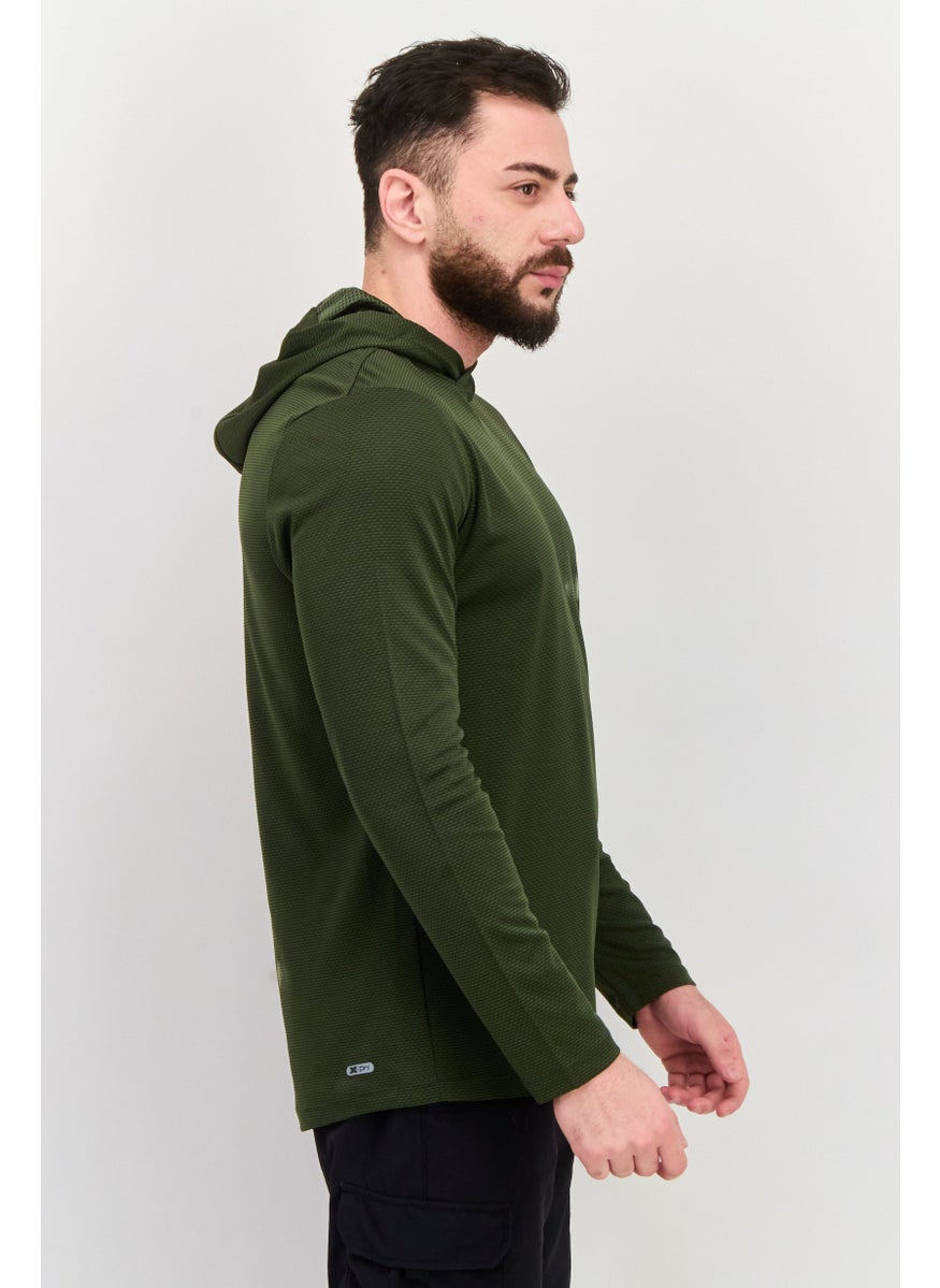 RBX Men Sportswear Fit Textured Long Sleeves Outdoor Sweatshirt, Olive  - Image 4