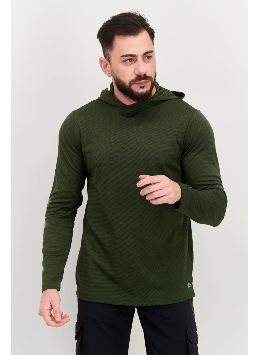 RBX Men Sportswear Fit Textured Long Sleeves Outdoor Sweatshirt, Olive  - Image 1