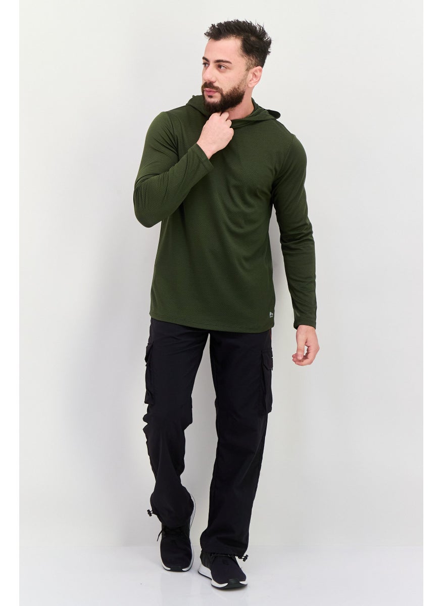 RBX Men Sportswear Fit Textured Long Sleeves Outdoor Sweatshirt, Olive  - Image 2