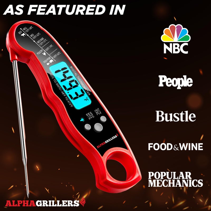 Alpha Grillers Instant Read Meat Thermometer for Cooking Grilling and Griddle Accessories Kitchen Essentials - Waterproof Backlight & Calibration - Image 3
