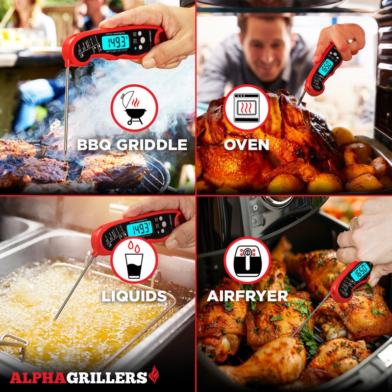 Alpha Grillers Instant Read Meat Thermometer for Cooking Grilling and Griddle Accessories Kitchen Essentials - Waterproof Backlight & Calibration - Image 2