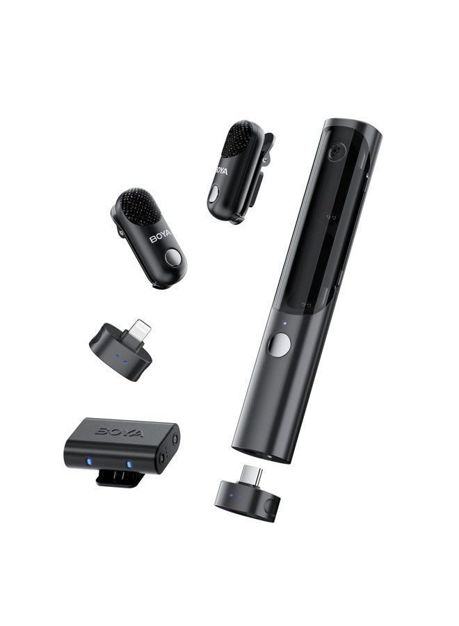 BOYA Magic-02 Wireless Lavalier Microphone, 30Hrs Battery,328FT LOS Range,Safety Track&Limiter,4-in1 Mini Lapel Wireless Mic for Android iPhone Camera Laptop PC, Ai Noise Reduction for TikTok YouTube - Image 1