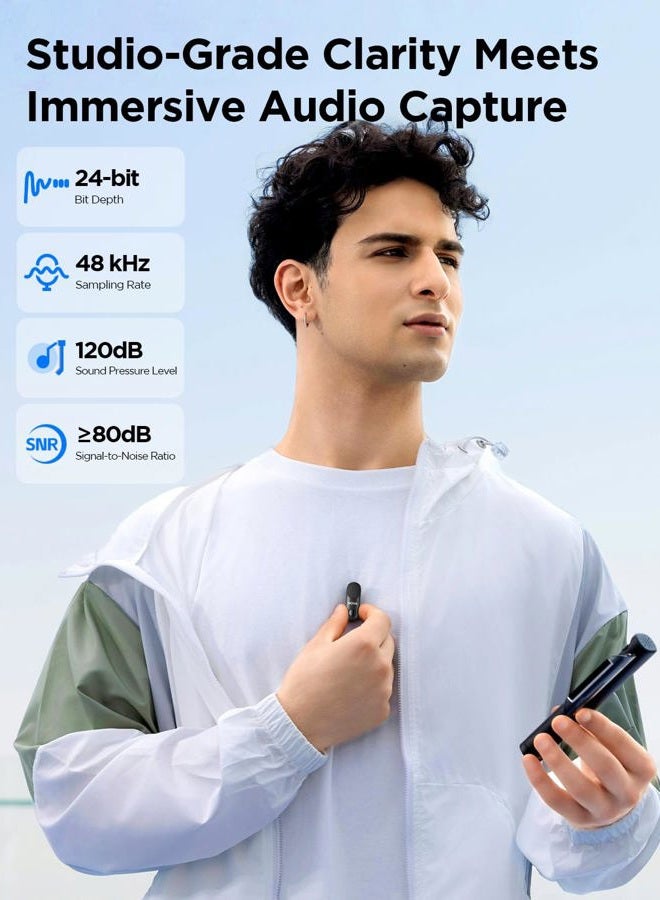 BOYA Magic-02 Wireless Lavalier Microphone, 30Hrs Battery,328FT LOS Range,Safety Track&Limiter,4-in1 Mini Lapel Wireless Mic for Android iPhone Camera Laptop PC, Ai Noise Reduction for TikTok YouTube - Image 3