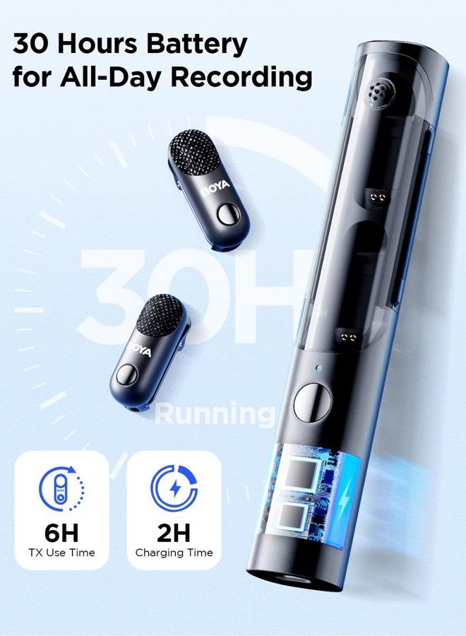 BOYA Magic-02 Wireless Lavalier Microphone, 30Hrs Battery,328FT LOS Range,Safety Track&Limiter,4-in1 Mini Lapel Wireless Mic for Android iPhone Camera Laptop PC, Ai Noise Reduction for TikTok YouTube - Image 4