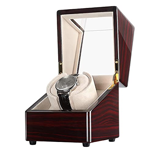 CHIYODA Single Watch Winder for Automatic Watches Solid Wooden Box with Mabuchi Motors, Battery Powered or AC Adapter - Image 2