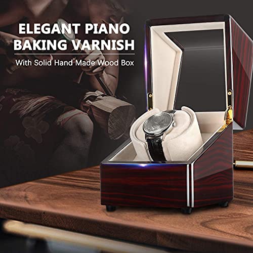 CHIYODA Single Watch Winder for Automatic Watches Solid Wooden Box with Mabuchi Motors, Battery Powered or AC Adapter - Image 5