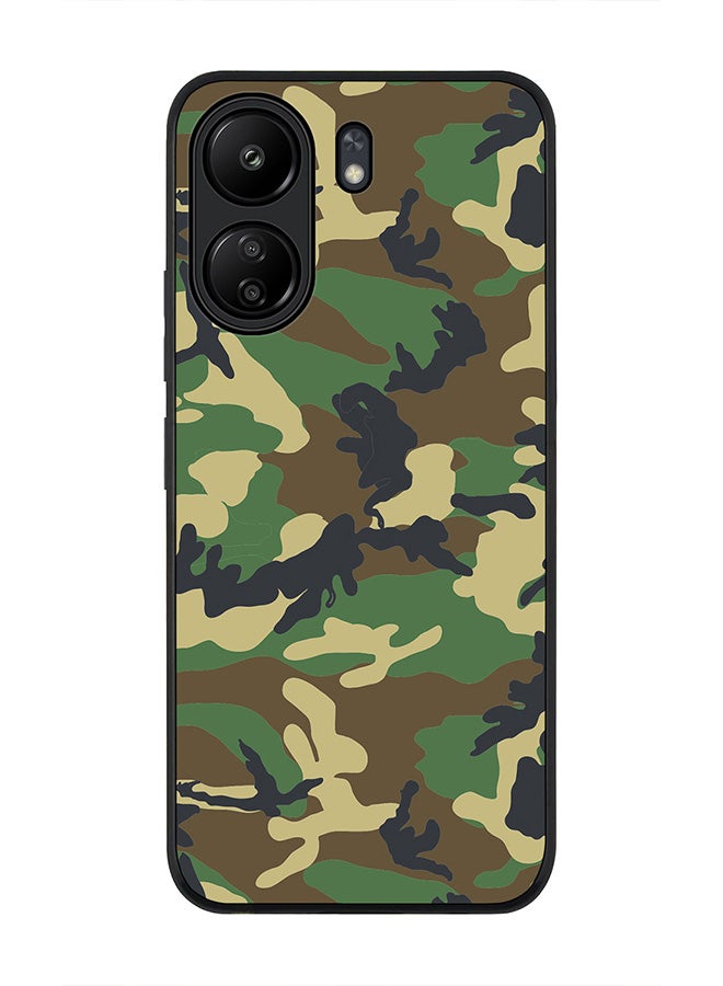 Stylizedd Rugged Black Edge Case for Xiaomi Redmi 13C 4G, Slim fit Soft Case Flexible Rubber Edges Anti Drop TPU Gel Thin Cover - Jungle Camo - Image 1