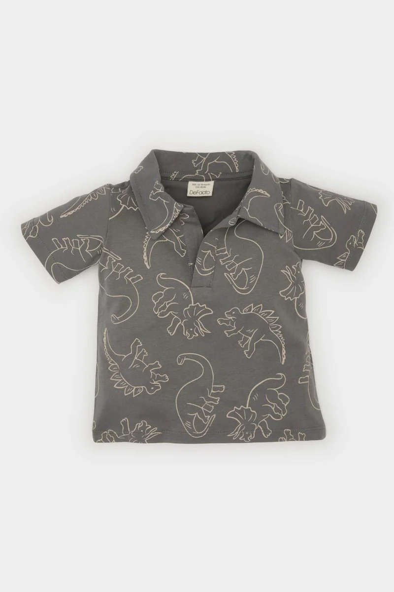 DeFacto Baby Boy Regular Fit Dinosaur Printed Polo T-Shirt