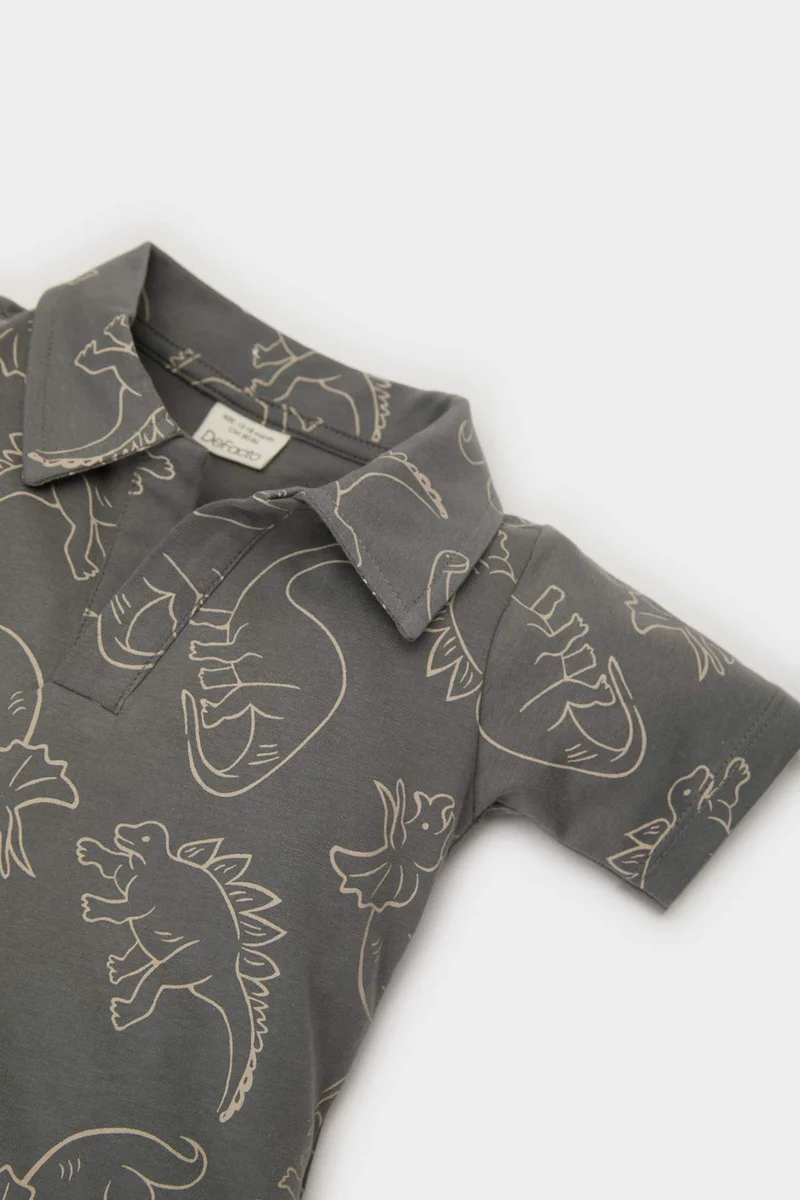 DeFacto Baby Boy Regular Fit Dinosaur Printed Polo T-Shirt