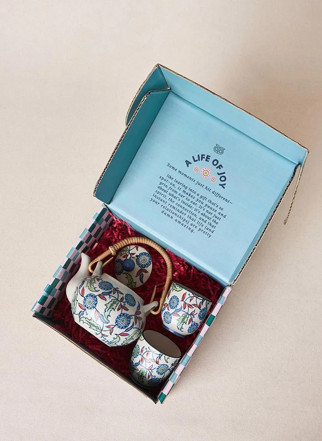 Chumbak Hibiscus Bloom Tumbler set of 2  and Kettle