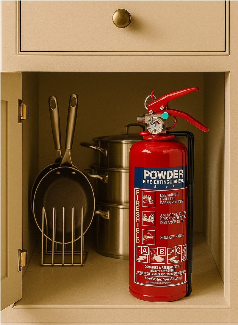 New 1kg Dry Powder Fire Extinguisher ABC FireShield; For Car; For Home; For Truck; For Kitchen; Car Fire Extinguishers; For Vehicle; For Homes; Small For Rooms; For Travel; For Apartment; For All Types Of Fire With Gift Glove - Image 3