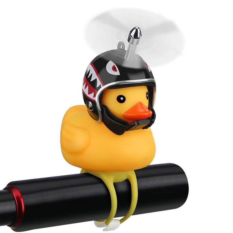 NEKRASH Duck Bike Bell, Rubber Duck Bicycle Accessories with LED Light, Cute Propeller Handlebar Bicycle Horns for Kids Toddler Children Adults Sport Outdoor - Image 1