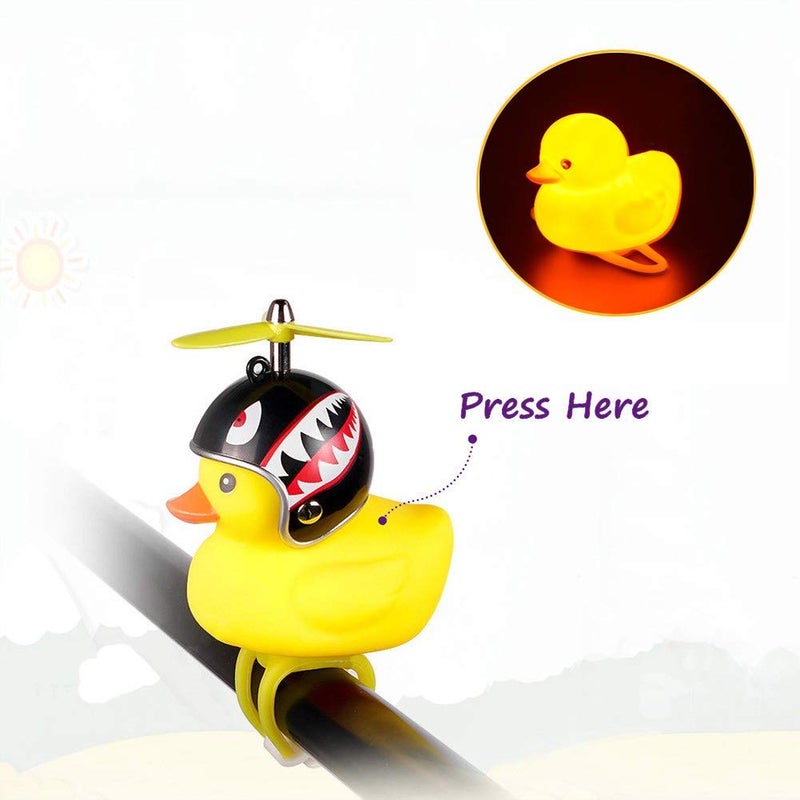 NEKRASH Duck Bike Bell, Rubber Duck Bicycle Accessories with LED Light, Cute Propeller Handlebar Bicycle Horns for Kids Toddler Children Adults Sport Outdoor - Image 3