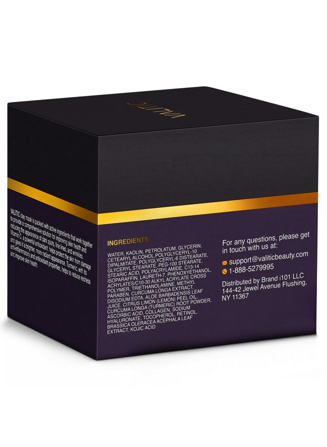 VALITIC Vitamin C & Turmeric Clay Mask Dark Spot Corrector With Kojic Acid Hyaluronic Acid & Retinol Skin Care Routine For Minimizing Pores & Blackheads With Applicator Brush 100G - Image 5