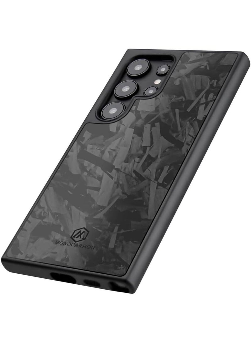 MONOCARBON Real Forged Carbon Fiber Samsung Galaxy S24 Ultra Case Cover MagSafe Compatible Military Grade Scratch Resistant - Matte Black - Image 2