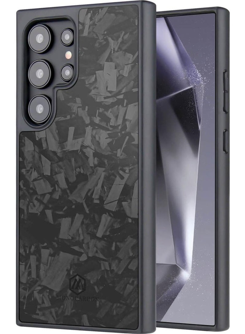 MONOCARBON Real Forged Carbon Fiber Samsung Galaxy S24 Ultra Case Cover MagSafe Compatible Military Grade Scratch Resistant - Matte Black - Image 1