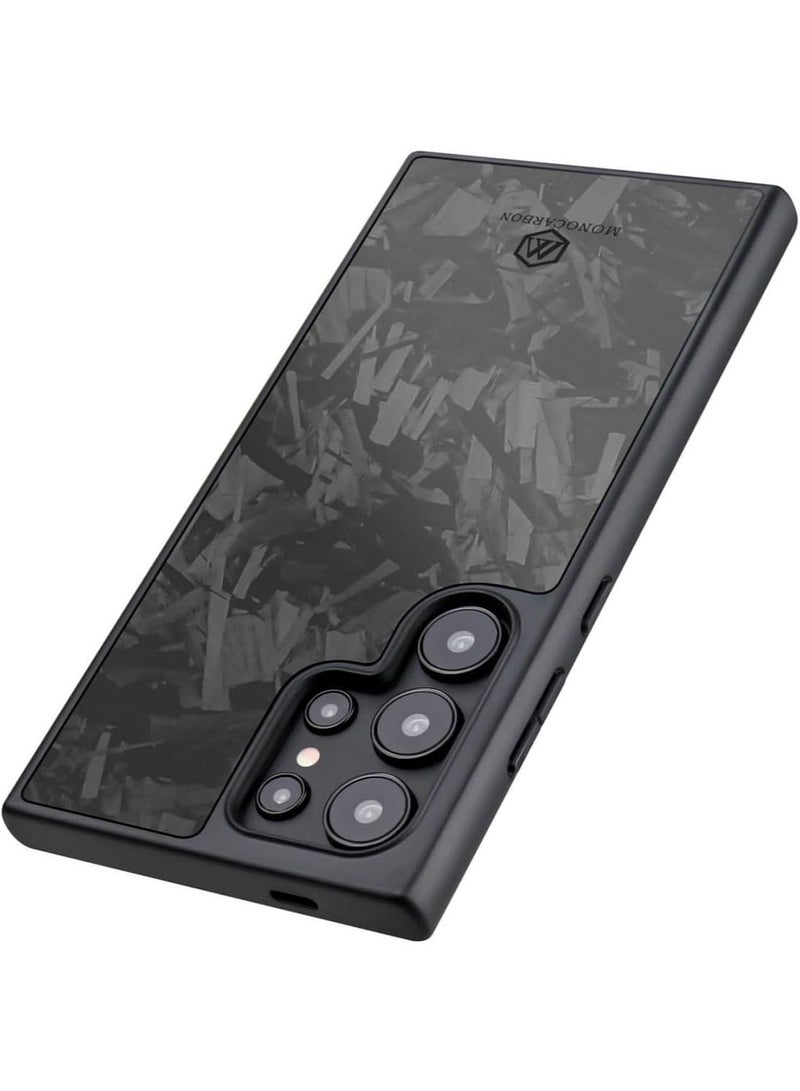 MONOCARBON Real Forged Carbon Fiber Samsung Galaxy S24 Ultra Case Cover MagSafe Compatible Military Grade Scratch Resistant - Matte Black - Image 5