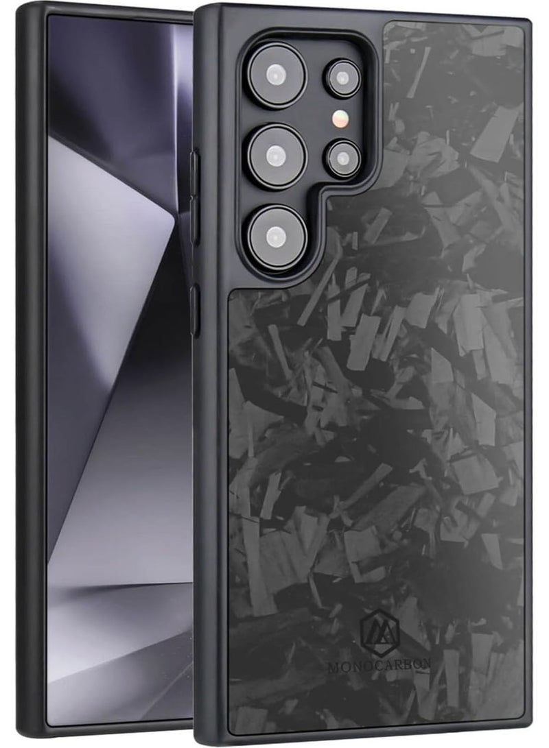 MONOCARBON Real Forged Carbon Fiber Samsung Galaxy S24 Ultra Case Cover MagSafe Compatible Military Grade Scratch Resistant - Matte Black - Image 4